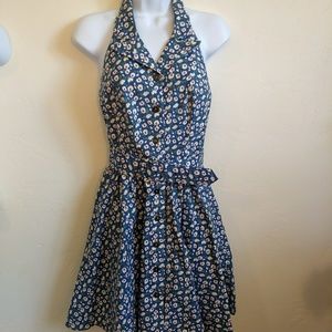 Vintage sun dress summer floral halter collar